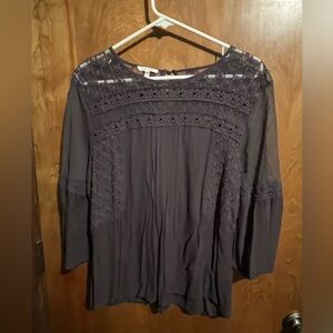 Maurices Lace Accent Blouse - Dark Purple